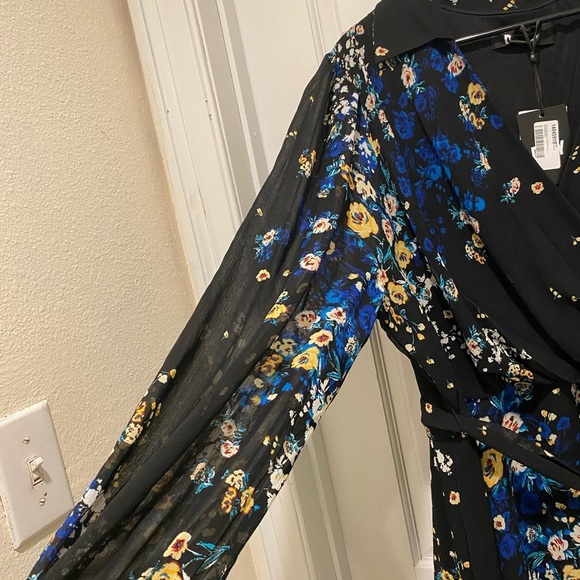 DKNY Yellow and Blue Long Sleeve Bishop Sundress - Picture 6 of 8